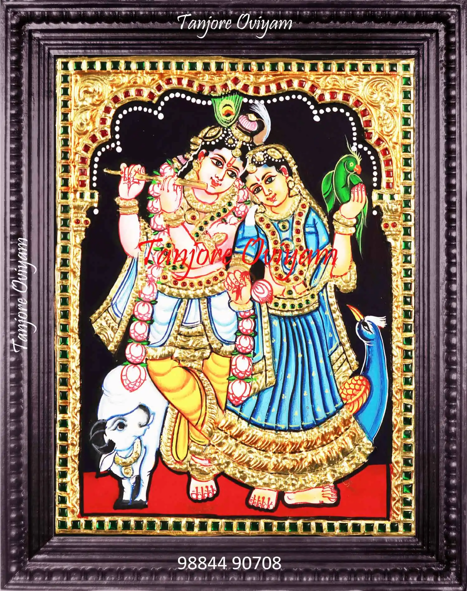 Authentic Radha Krishna Painting with Peacock